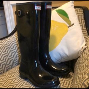 EUC Hunter Original Tall Glossy Boots - Black